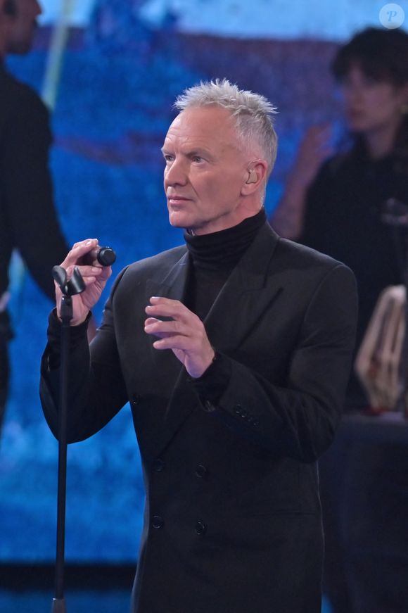 Le chanteur Sting est l'invité de l'émission Che tempo che fa à Milan le 8 décembre 2024. SGP / BESTIMAGE