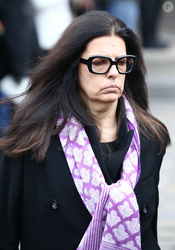 Françoise Bettencourt Meyers - Sorties de la cérémonie religieuse à la mémoire de Jacques Chancel, en l'église Saint-Germain-des-Prés, à Paris, le 6 janvier 2015. JACOVIDES-MOREAU / BESTIMAGE