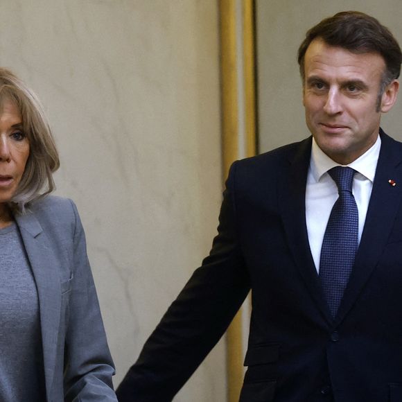 Le président de la République Emmanuel Macron et la Première dame Brigitte Macron à l'Élysée le jeudi 13 février 2025 à Paris. © Yoan Valat/Pool/Bestimage