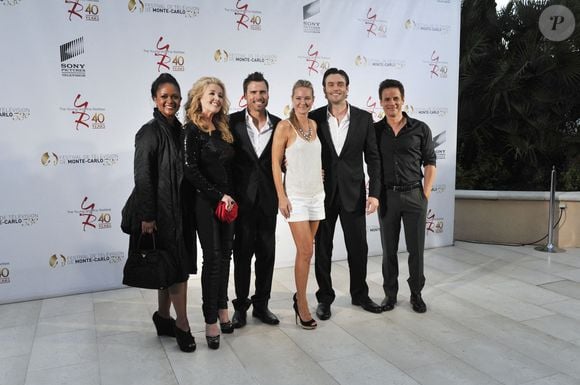 Tonya Lee Williams, Melody Thomas Scott, Joshua Morrow, Sharon Case, Daniel Goddard et Christian Leblanc pendant la soiree de celebration des 40 ans de la serie 'Les Feux de l'Amour', le 10 juin 2013 au Monte Carlo Bay Hotel a Monaco, dans le cadre du 53eme Festival de Television de Monte Carlo.
Bestimage