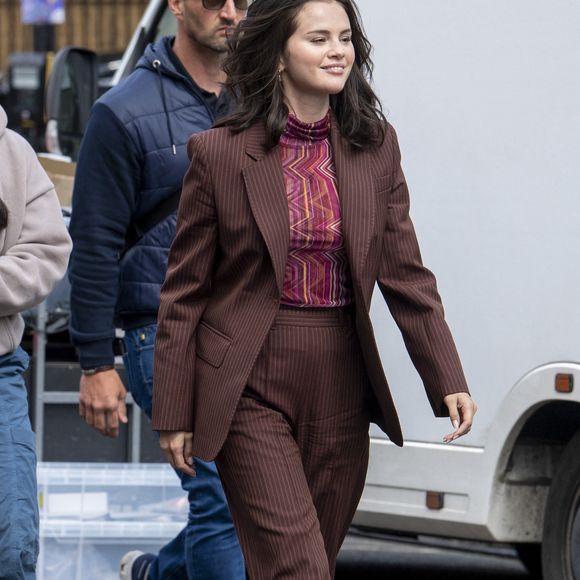 Exclusif - Selena Gomez a été aperçue en train de quitter le plateau de tournage de la série "Only Murders in the Building" à Londres, le 20 mai 2026.

© Bestimage