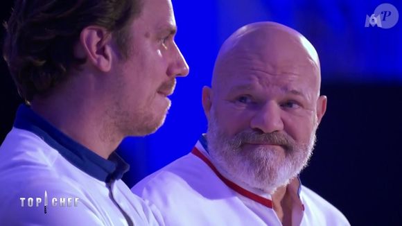 Philippe Etchebest en larmes face à Charles après son élimination de "Top Chef 2025", épisode du 4 juin, sur M6