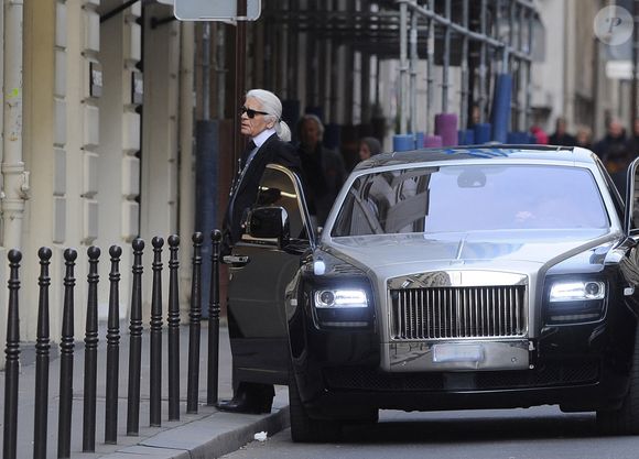 Karl Lagerfeld arrivant à la boutique historique Chanel Rue Cambon à Paris, France, le 02 mars 2014, pendant la semaine de la mode à Paris. Photo ABACAPRESS.COM