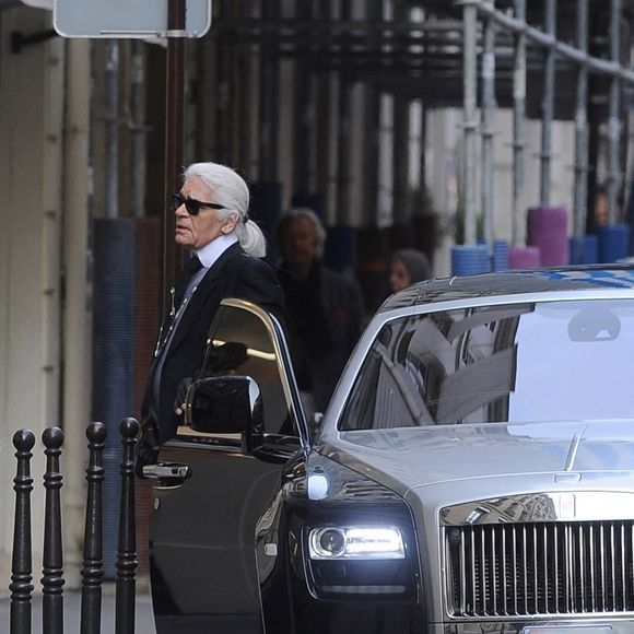 Karl Lagerfeld arrivant à la boutique historique Chanel Rue Cambon à Paris, France, le 02 mars 2014, pendant la semaine de la mode à Paris. Photo ABACAPRESS.COM