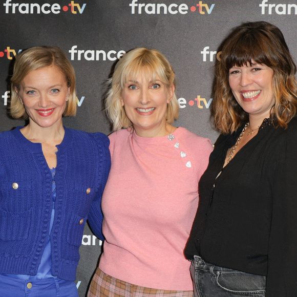Maya Lauqué, Charlotte Lipinska, Anna Reinhardt - Photocall à l'occasion des 40 ans de l'émission "Télématin" au siège de France Télévisions à Paris le 6 février 2025. © Coadic Guirec/Bestimage