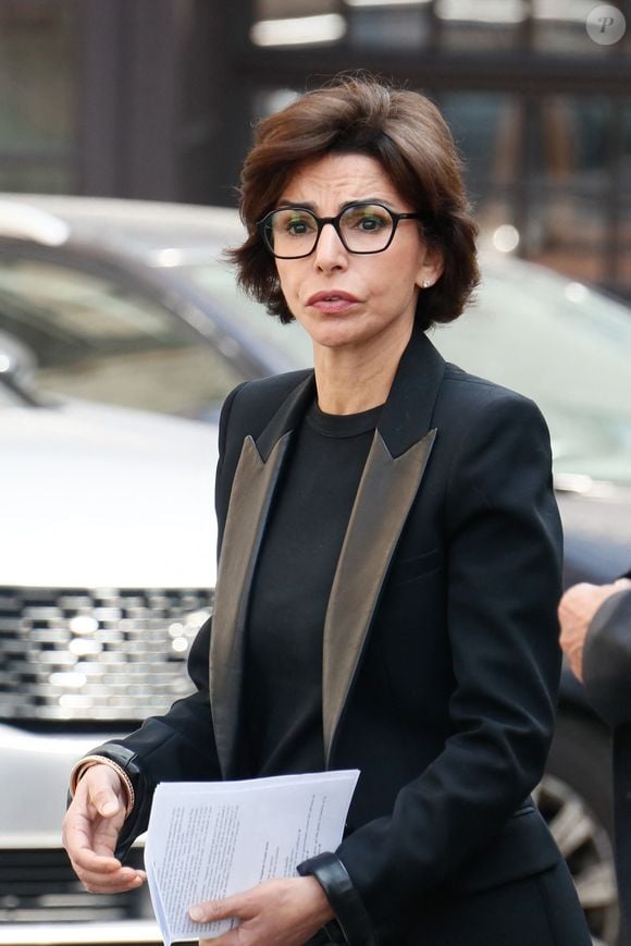 Rachida Dati, ministre de la Culture, à la sortie des obsèques de Jean Tiberi, maire de Paris de 1995 à 2001, en l'église Saint-Etienne-du-Mont à Paris le 3 juin 2025. © Christophe Clovis / Bestimage