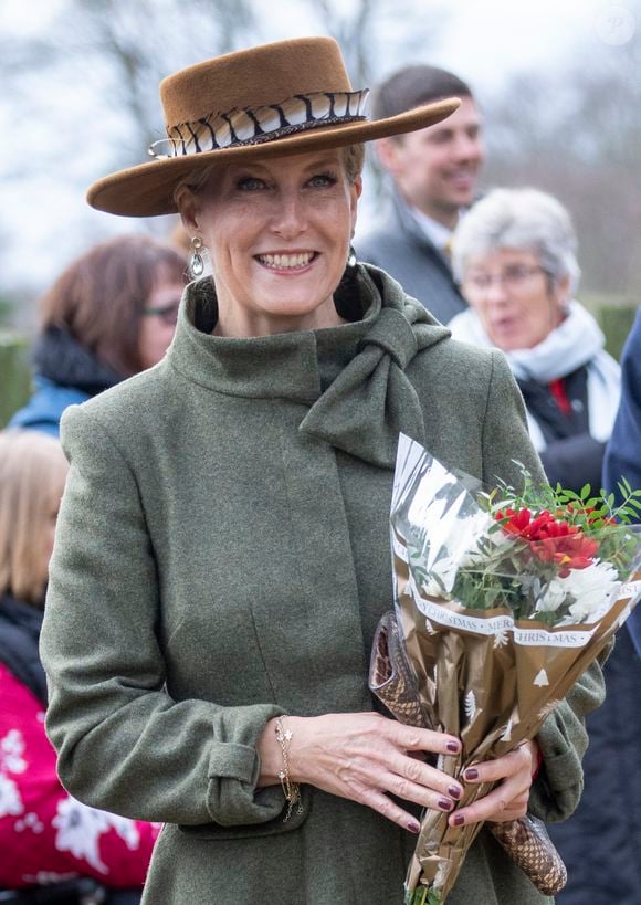 Sophie Rhys-Jones, duchesse d'Edimbourg - Les membres de la famille royale britannique lors de la messe du matin de Noël en l'église St-Mary Magdalene à Sandringham, le 25 décembre 2023.