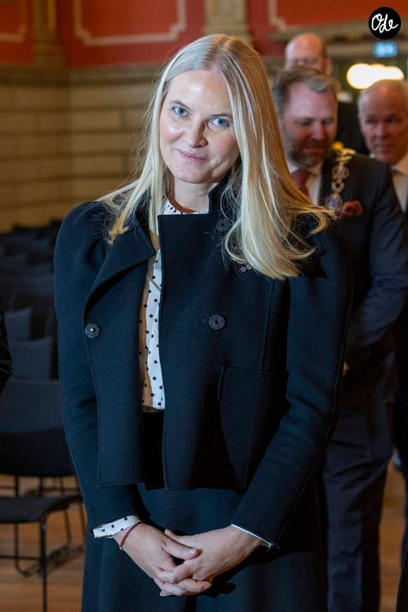 La princesse Mette-Marit de Norvège lors du 100ème anniversaire de la bibliothèque de Fredrikstad en Norvège le 28 janvier 2026  Dana Press / Bestimage