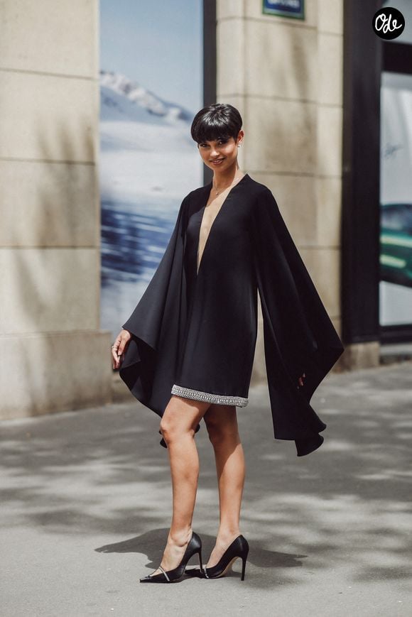 Eve Gilles, Miss France 2024, à son arrivée au défilé de haute couture automne-hiver 2026-2027 de Stéphane Rolland, qui s'est tenu à l'Olympia, à Paris, en France, le 7 juillet 2026. Photo de Marie-Paola Bertrand-Hillion/ABACAPRESS.COM