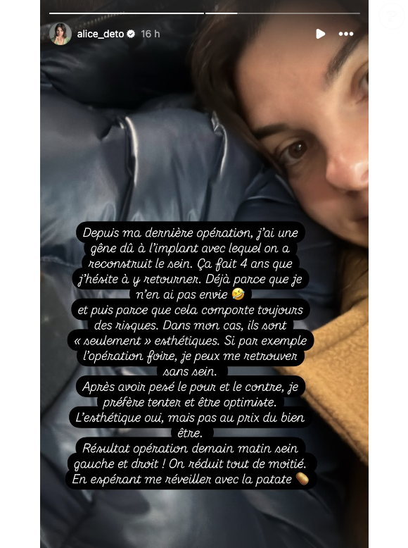 “Depuis ma dernière opération, j'ai une gêne due à l’implant avec lequel on a reconstruit le sein”, ajoute la compagne de Camille Lacourt