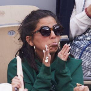 Inès Reg (Inès Reghioua) dans les tribunes des Internationaux de France de tennis de Roland Garros 2024 à Paris, France, le 3 juin 2024. © Jacovides-Moreau/Bestimage