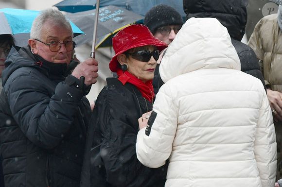 Exclusif - Isabelle Morini-Bosc aux obsèques de son mari Alain en l'église Saint-Pierre dans la commune d'Abrets en Dauphiné, France, le 14 mars 2025. © Romain Doucelin/Bestimage