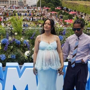 Robyn Rihanna Fenty et Rakim Athelaston Mayers aka ASAP Rocky photographiés lors de la première mondiale du nouveau film 'De Smurfen/ Les Schtroumpfs, le 28 juin 2025 à Bruxelles, Belgique. Photo by ABACAPRESS.COM