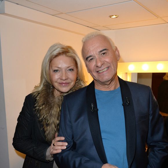 Michel Fugain et sa partenaire Sanda lors de l'enregistrement de Vivement Dimanche à Paris, France, le 25 février 2015. Photo par Max Colin/ABACAPRESS.COM