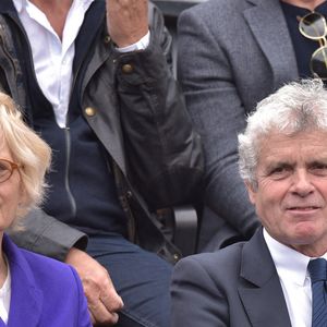 Claude Sérillon et Catherine Ceylac regardent un match pendant les Internationaux de France de tennis à Roland-Garros à Paris, France, le 31 mai 2015. Photo par Laurent Zabulon/ABACAPRESS.COM