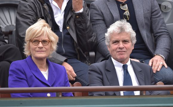 Claude Sérillon et Catherine Ceylac regardent un match pendant les Internationaux de France de tennis à Roland-Garros à Paris, France, le 31 mai 2015. Photo par Laurent Zabulon/ABACAPRESS.COM