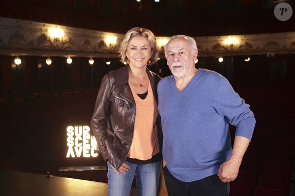 Exclusif - Francis Perrin et Corinne Touzet lors du tournage de "Sur Scène Avec" à Paris le 7 novembre 2024.