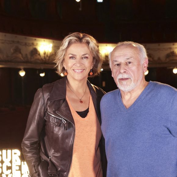 Exclusif - Francis Perrin et Corinne Touzet lors du tournage de "Sur Scène Avec" à Paris le 7 novembre 2024.