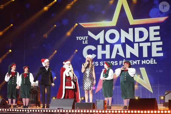 Exclusif - Jérôme Anthony et Élodie Gossuin lors du concert du gala de Noël de l'association Tout le monde contre le cancer fête ses 20 ans diffusé le 24 décembre sur M6 à l'Adidas Aren Porte de la Chapelle à Paris, France, le 4 décembre 2025. © Coadic Guirec/Bestimage