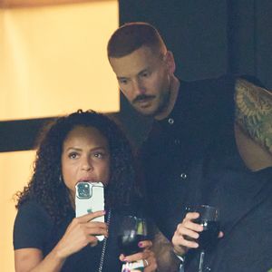 Christina Milian et son mari M. Pokora (Matt Pokora) - Match amical - France - Irlande (2-0) lors des matchs qualificatifs à l'Euro 2024 au Parc des Prince à Paris le 7 septembre 2023. © Cyril Moreau/Bestimage