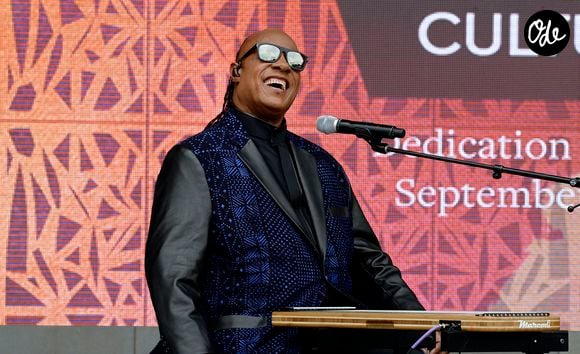 Stevie Wonder lors de l'inauguration du Musée national de l'histoire et de la culture afro-américaines du Smithsonian, à Washington, le 24 septembre 2016. Photo : Olivier Douliery/ABACAPRESS.COM