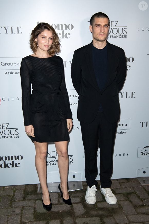 Naissance - Laetitia Casta maman pour la quatrième fois d'un petit garçon prénommé Azel - Laetitia Casta et son mari Louis Garrel lors de la première du film 'L'Homme fidèle' à Milan en Italie, le 6 avril 2019. © SGP Bestimage