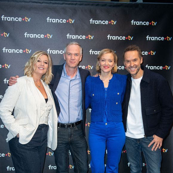 Flavie Flament, Julien Arnaud, Maya Lauque et Damien Thevenot assistent au 40ème anniversaire de l'émission Télé Matin dans les locaux de France Télévision à Paris, France, le 06 février 2025. Photo by Aurore Marechal/ABACAPRESS.COM