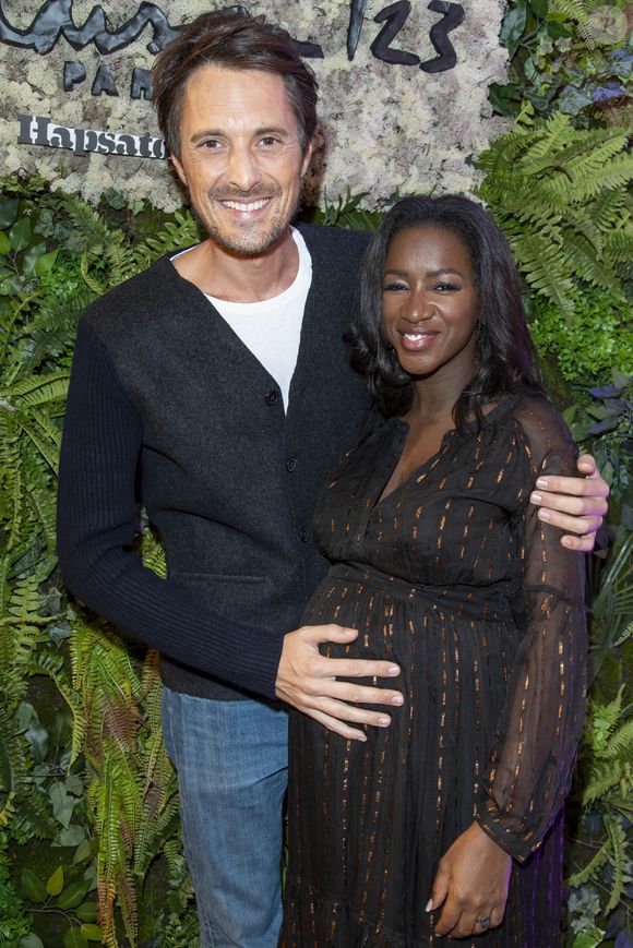 Vincent Cerutti et Hapsatou Sy (enceinte de son deuxième enfant) - Inauguration du Concept Store Maison 123 Paris et HapsatouSy rue de la Chaussée d'Antin dans le 9ème arrondissement de Paris, France, le 19 septembre 2019. Pierre Perusseau/Bestimage