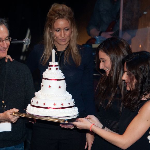 Exclusif - Laurent Petitguillaume, et les filles de Jean-Luc Lahaye, Margaux et Gloria - Jean-Luc Lahaye en concert a l'occasion de son 61eme anniversaire, au Theatre Dejazet a Paris, le 23 decembre 2013. © LIONEL URMAN  / BESTIMAGE