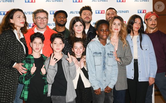 Natacha Lindinger, Guillaume de Tonquedec, Mady Meftah, Sohel Meftah, Jeremie Dethelot, Kev Adams, Alice David, India de Almeida et Romain Francisco - Avant-première de la nouvelle série "Avenir" de TF1 à Boulogne-Billancourt le 15 février 2023. © Coadic Guirec/Bestimage