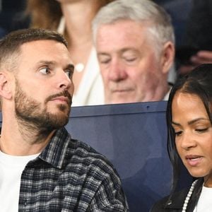 M Pokora et sa compagne Christina Milian au Parc des Princes lors du match de qualification pour la Coupe du monde entre la France et l'Islande. Paris, France, 9 septembre 2025. Photo by Florian Poitout/ABACAPRESS.COM