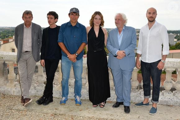 L'équipe du film "Au revoir la-haut": Pierre Lemaitre, Nahuel Pérez Biscayart, Albert Dupontel, Emilie Dequenne, Niels Arestrup et Kyan Khojandi - 10ème festival du Film Francophone d'Angoulême à Angoulême, France, le 22 août 2017. © Coadic Guirec/Bestimage