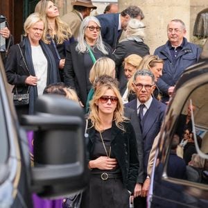 Sarah Poniatowski et son compagnon Roschdy Zem - Sorties des obsèques du prince Jean-Stanislas Poniatowski en l'Eglise polonaise à Paris, France, le 29 avril 2024. © Jacovides-Moreau/Bestimage