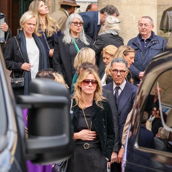 Sarah Poniatowski et son compagnon Roschdy Zem - Sorties des obsèques du prince Jean-Stanislas Poniatowski en l'Eglise polonaise à Paris, France, le 29 avril 2024. © Jacovides-Moreau/Bestimage