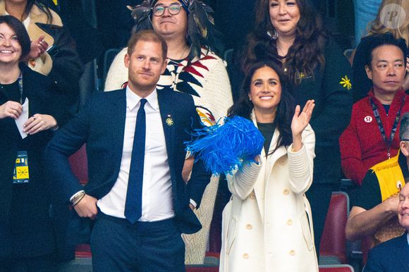 Le prince Harry, duc de Sussex et Meghan Markle lors de la cérémonie d'ouverture au BC Place Stadium au début des Invictus Games Vancouver Whistler 2025 au Canada. Vancouver, Canada le 8 février 2025. Photo par Mischa Schoemaker/ABACAPRESS.COM