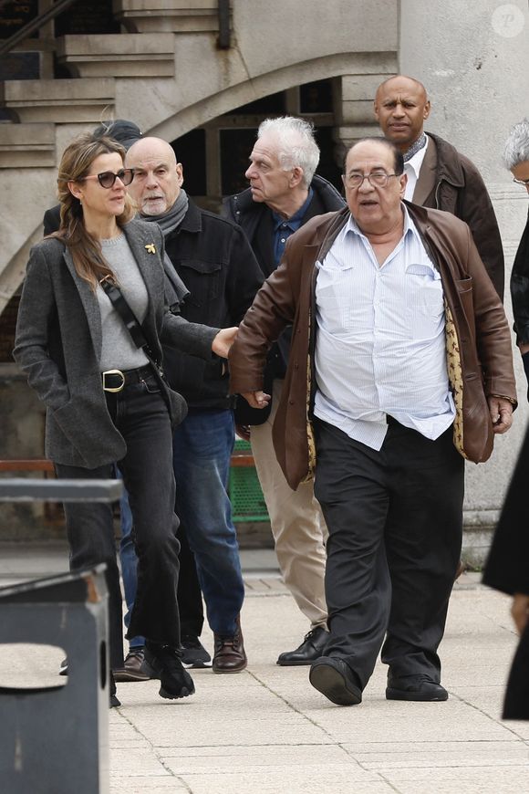 Exclusif - Jacky Jakubowicz, Laure Guibert et Jean-Luc Azoulay - Obsèques d'Emmanuelle Mottaz au crématorium du Père Lachaise à Paris, le 23 mars 2023. 
© Christophe Clovis / Bestimage