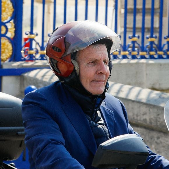 Patrick Poivre d'Arvor - Sorties de l'hommage funèbre à Jacques Perrin aux Invalides à Paris, France, le 29 avril 2022. © Christophe Clovis/Bestimage