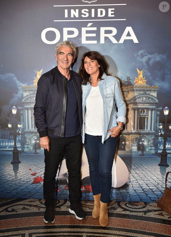 Estelle Denis et son compagnon ancien Raymond Domenech - Les célébrités à la première de l'escape game grandeur nature "Inside Opéra" au Palais Garnier à Paris, France, le 4 juin 2018. © Veeren/Bestimage