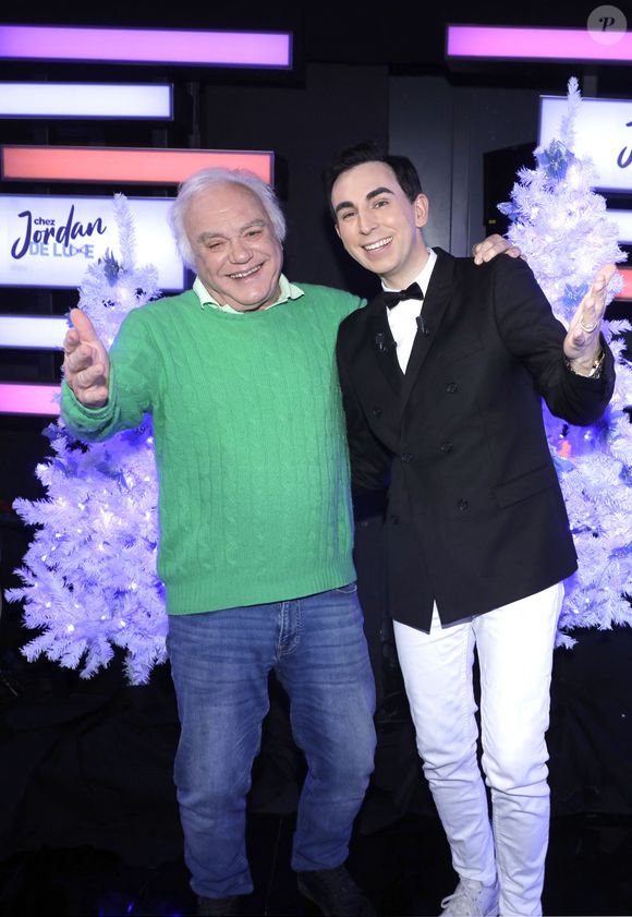 Exclusif - Laurent Cabrol et Jordan de Luxe lors de l'enregistrement de l'émission "Chez Jordan de Luxe" à Paris. Le 14 novembre 2023
© Cédric Perrin / Bestimage
