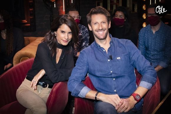 Exclusif - Romain Grosjean et sa femme Marion Jollès sur le plateau de l'émission « On Est En Direct » (OEED) du samedi 20 novembre 2021, présentée par L. Salamé et L. Ruquier - Paris, le 20/11/2021 - © Jack Tribeca / Bestimage