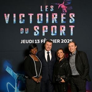 Surya Bonaly, Christian Estrosi, le maire de Nice, Sarah Abitbol et Philippe Candeloro durant la 13ème cérémonie des Victoires du Sport au Palais Nikaïa à Nice, le 13 février 2025.
© Bruno Bebert / Bestimage