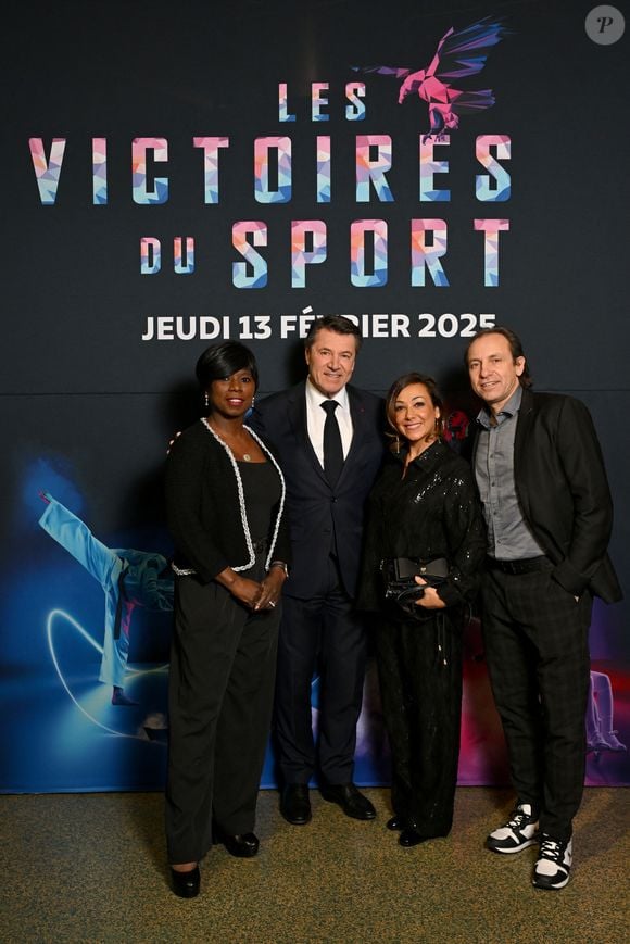Surya Bonaly, Christian Estrosi, le maire de Nice, Sarah Abitbol et Philippe Candeloro durant la 13ème cérémonie des Victoires du Sport au Palais Nikaïa à Nice, le 13 février 2025.
© Bruno Bebert / Bestimage