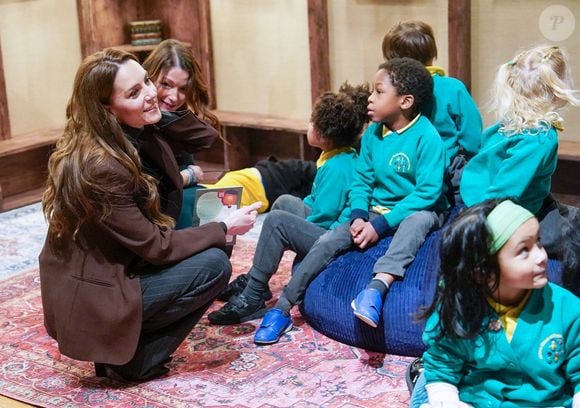 Catherine Kate Middleton, princesse de Galles, lance un parcours interactif pour soutenir le développement social et émotionnel des enfants de moins de cinq ans, à la National Portrait Gallery à Londres le 4 février 2025.