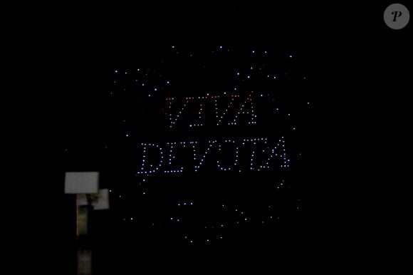 Le spectacle de drônes lors de la célébration de la Sainte Dévote à Monaco, le 26 janvier 2026. © Bruno Bebert / Bestimage