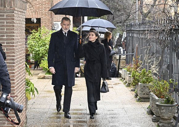 Les Majestés Felipe (Le roi Felipe VI d' Espagne) de Borbón et Letizia (La reine Letizia d'Espagne) Ortiz arrivent à la cathédrale orthodoxe grecque de Saint-André et Saint-Démétrius pour assister à un service commémoratif en hommage à Son Altesse Royale la Princesse Irène de Grèce, le 17 janvier 2026, à Madrid (Espagne). © Francisco Guerra/Europa Press/Bestimage