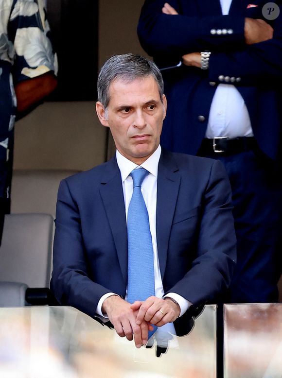 Rodolphe Saadé, Directeur général de Compagnie maritime d'affrètement - Compagnie générale maritime (CMA - CGM) - Le président de la République française E.Macron et la première dame B.Macron assistent à la messe donnée par le pape François au stade Vélodrome de Marseille, le 23 septembre 2023. Sa Sainteté le pape François est à Marseille pour la clôture des Rencontres Méditerranéennes (17 - 24 septembre 2023). 
© Dominique Jacovides / Bestimage