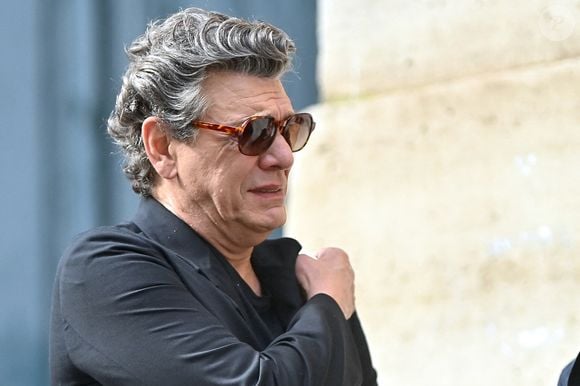 Marc Lavoine, assistant aux funérailles de Thierry Ardisson à l'église Saint Roch à Paris, France, le 17 juillet 2025. Photo par Franck Castel/ABACAPRESS.COM