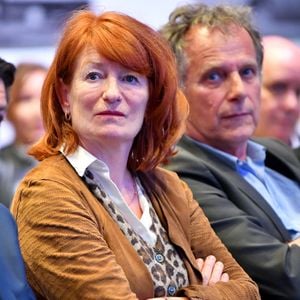 Murielle Mayette-Holtz, la directrice du théâtre national de Nice, Charles Berling, durant l'Appel du monde de la Culture Azuréen à Nice, le 20 avril 2022. © Bruno Bebert/Bestimage