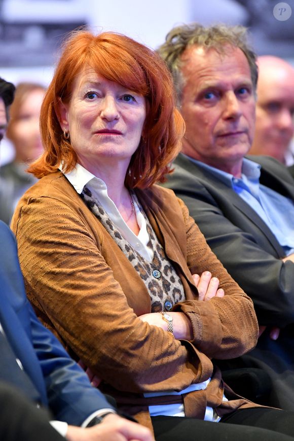 Murielle Mayette-Holtz, la directrice du théâtre national de Nice, Charles Berling, durant l'Appel du monde de la Culture Azuréen à Nice, le 20 avril 2022. © Bruno Bebert/Bestimage