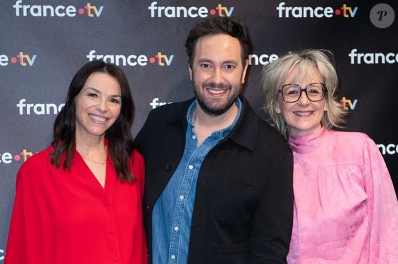 Sophie Le Saint, Adrien Rohard et Sylvie Adigard assistent au 40ème anniversaire de l'émission Télé Matin dans les locaux de France Télévision à Paris, France, le 06 février 2025. Photo par Aurore Marechal/ABACAPRESS.COM
